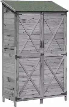 vidaXL Gartenschuppen grau 106x56x176,5cm Massivholz Fichte (42033482)