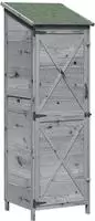 vidaXL Gartenschuppen Grau 59,5 x 56 x 176,5 cm Massivholz aus Fichte
