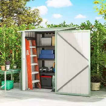 Outsunny Ger&auml;tehaus mit Pultdach, Metall, hellgr&uuml;n, 100x103x160cm (0,92m&sup2;)