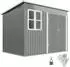 Outsunny Metall-Gerätehaus 4,13m² mit Fenster und Pultdach, 260x177x190cm, hellgrau