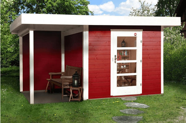 weka Designhaus 172 A 3,85 x 2,40 m schwedenrot mit Anbau