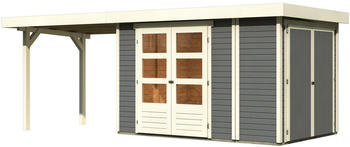 Karibu Retola 3 + SD + Anbauschrank (280 + 319 x 217 cm) terragrau