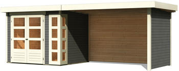 Woodfeeling Kerko 3 mit Schleppdach + Seiten- und Rückwand 280 + 242 x 217 cm terragrau