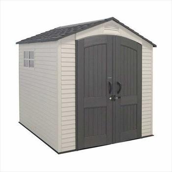 Lifetime Kunststoff Gerätehaus Fox Premium - (215 x 215 cm, Wandstärke: 26 mm, Satteldach, Lichtgrau/Anthrazit)