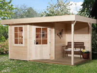 weka Gartenhaus "Designhaus 213 Plus" mit Anbaudach und R&uuml;ckwand