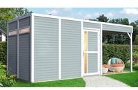 Konifera Cubus 3 Lounge BxT: 558x240 cm mit Anbaudach, hellgrau
