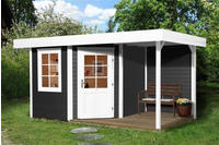 weka Gartenhaus "Designhaus 213 Plus" mit Anbaudach und R&uuml;ckwand