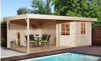weka Gartenhaus "Designhaus 213 Plus" mit Anbaudach und R&uuml;ckwand