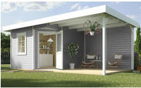 weka Gartenhaus "Designhaus 213 Plus" mit Anbaudach und R&uuml;ckwand
