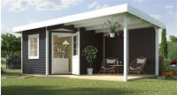 weka Gartenhaus "Designhaus 213 Plus" mit Anbaudach und R&uuml;ckwand