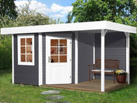 weka Gartenhaus "Designhaus 213 Plus" mit Anbaudach und R&uuml;ckwand