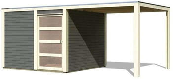 Karibu Qubic 2 + Anbaudach 276 × 276 + 270 cm terragrau