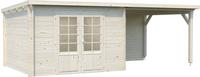 Palmako Gartenhaus Blockbohlenhaus Ella 8,7+8,2 m² 28 mm transparent tauchimprägniert