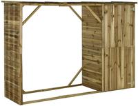 vidaXL Ger&auml;teschuppen mit Unterstand Kiefernholz 253&times;80&times;170 cm