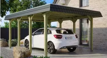 Skan Holz Einzelcarport Spreewald 396x589 cm 209 cm Einfahrtshöhe grün