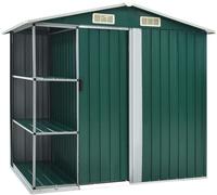 vidaXL Gartenhaus mit Regal Gr&uuml;n 205x130x183 cm Eisen