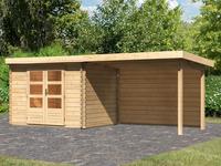 Karibu Gartenhaus "Schlo&szlig;see 3" mit Anbaudach und R&uuml;ckwand