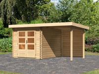 Karibu Gartenhaus "Schlo&szlig;see 4" mit Anbaudach und R&uuml;ckwand