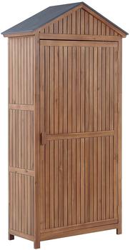 Beliani Savoca Gartenschrank Stahldach Akazienholz braun