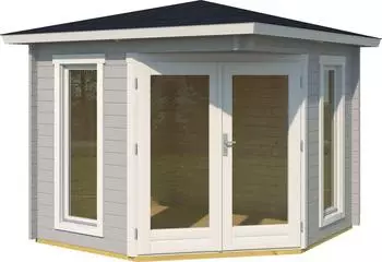 Lasita Maja 5-Eck 250 x 240 cm Grau-Weiß