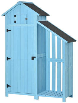Outsunny Gartenschrank mit Brennholzlager blau