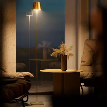 Sigor LED Akku Stehleuchte Nuindie Aluminiumdruckguss Gold IP54 gold/messing (4518501)