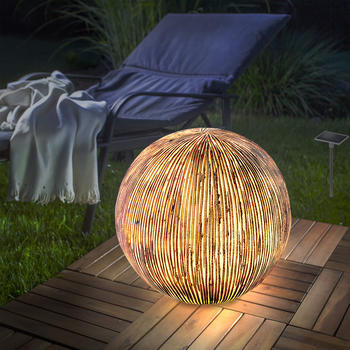 Esotec LED Solarkugel Ribbed-Ball 26 cm Sandstein Optik