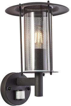 Brilliant Wandleuchte Detroit Schwarz-matt Transparent E27 IP44 mit Bewegungsmelder schwarz (96463/76)