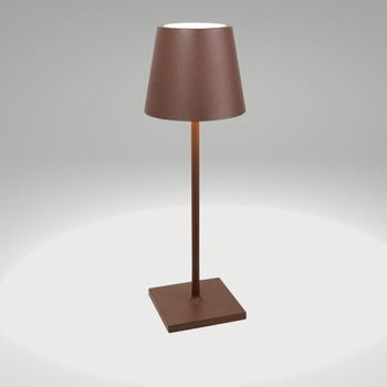 Zafferano LED Akku Tischleuchte Poldina L Desk Rostfarbig 2x 2,75W 450lm IP54 braun (LD0395R3)