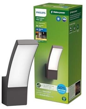 Philips LED Wandleuchte Splay Anthrazit/Weiß 3,8W 800lm IP44 – Philips LED Wandleuchte Splay – Wetterfeste Außenbeleuchtung mit warmweißem Licht