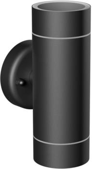 ledscom.de Wandleuchte WEDO für außen, IP44, Up- & Downlight, schwarz matt, rund, 2x GU10 max. 35W