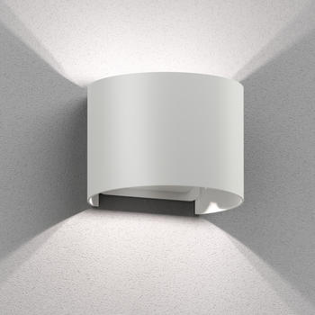 ledscom.de Wandleuchte RUNEL für außen, weiß, IP65, Up & Downlight + LED Lampe 596lm, weiß