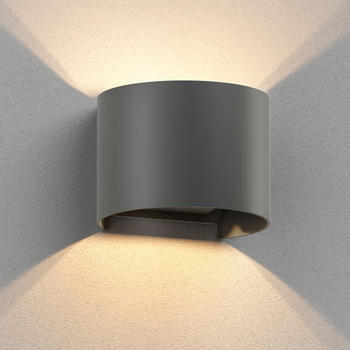 ledscom.de Wandleuchte RUNEL für außen, anthrazit, IP65, Up & Downlight + LED Lampe 501lm, warmweiß
