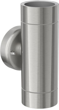 ledscom.de Wandleuchte WEDO für außen, IP44, Up- & Downlight, edelstahl matt, rund, 2x GU10 max. 35W