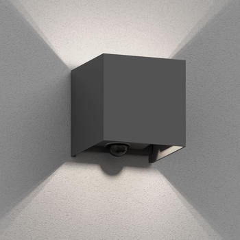 ledscom.de Wandleuchte CUBEL, Bewegungsmelder, für außen, anthrazit, IP65, Up & Downlight + LED Lampe 596lm, weiß