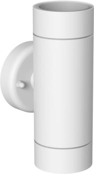 ledscom.de Wandleuchte WEDO für außen, IP44, Up- & Downlight, weiß matt, rund, 2x GU10 max. 35W