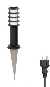ledscom.de Wegelicht / Pollerleuchte / Gartenleuchte PORU mit Erdspieß und 2m Kabel für außen, IP44, Gitter, 39cm, schwarz, 1 x E27 max. 60W