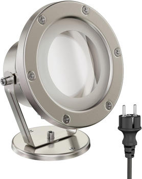 ledscom.de LED Gartenstrahler BULA für außen, Edelstahl, inkl. GX53 Lampe 6,2W 509lm 100° warm-weiß