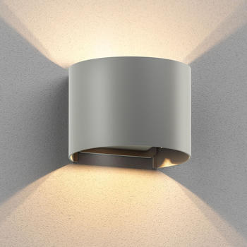 ledscom.de Wandleuchte RUNEL für außen, grau, IP65, Up & Downlight + LED Lampe 501lm, warmweiß