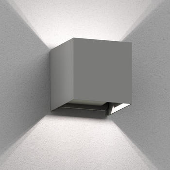 ledscom.de Wandleuchte CUBEL für außen, grau, IP65, Up & Downlight + LED Lampe 596lm, weiß