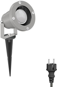 ledscom.de Gartenstrahler DUK mit Erdspieß für außen, IP65, Stecker, grau, inkl. GU10 LED 630lm warmweiß