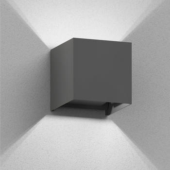 ledscom.de Wandleuchte CUBEL für außen, anthrazit, IP65, Up & Downlight + LED Lampe 596lm, weiß