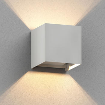 ledscom.de Wandleuchte CUBEL für außen, IP65, Up-/Downlight, weiß matt, eckig, 1x G9 max. 10W