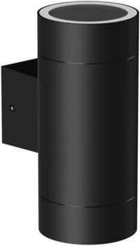 ledscom.de Wandleuchte BIDO für außen, IP44, Up- & Downlight, schwarz matt, rund, 2x GX53 max. 60W