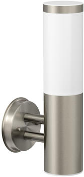 ledscom.de Wandleuchte PORU für außen, IP44, Edelstahl, Kunststoff, edelstahl matt, rund, 1x E27 max. 40W