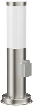ledscom.de Wegelicht / Pollerleuchte / Gartenleuchte PORU für außen, IP44, 39 cm, edelstahl, 1x E27 max. 40W, Steckdose