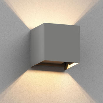 ledscom.de Wandleuchte CUBEL für außen, IP65, Up-/Downlight, grau matt, eckig, 1x G9 max. 10W