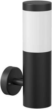 ledscom.de Wandleuchte PORU für außen, IP44, Edelstahl, Kunststoff, schwarz matt, rund, 1x E27 max. 40W