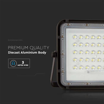 V-TAC VT-40W 7821 LED-Flutlichtstrahler Solarmodul 6W kaltweiß Schwarz