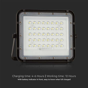 V-TAC VT-80W 7823 LED-Flutlichtstrahler Solarmodul 10W kaltweiß Schwarz